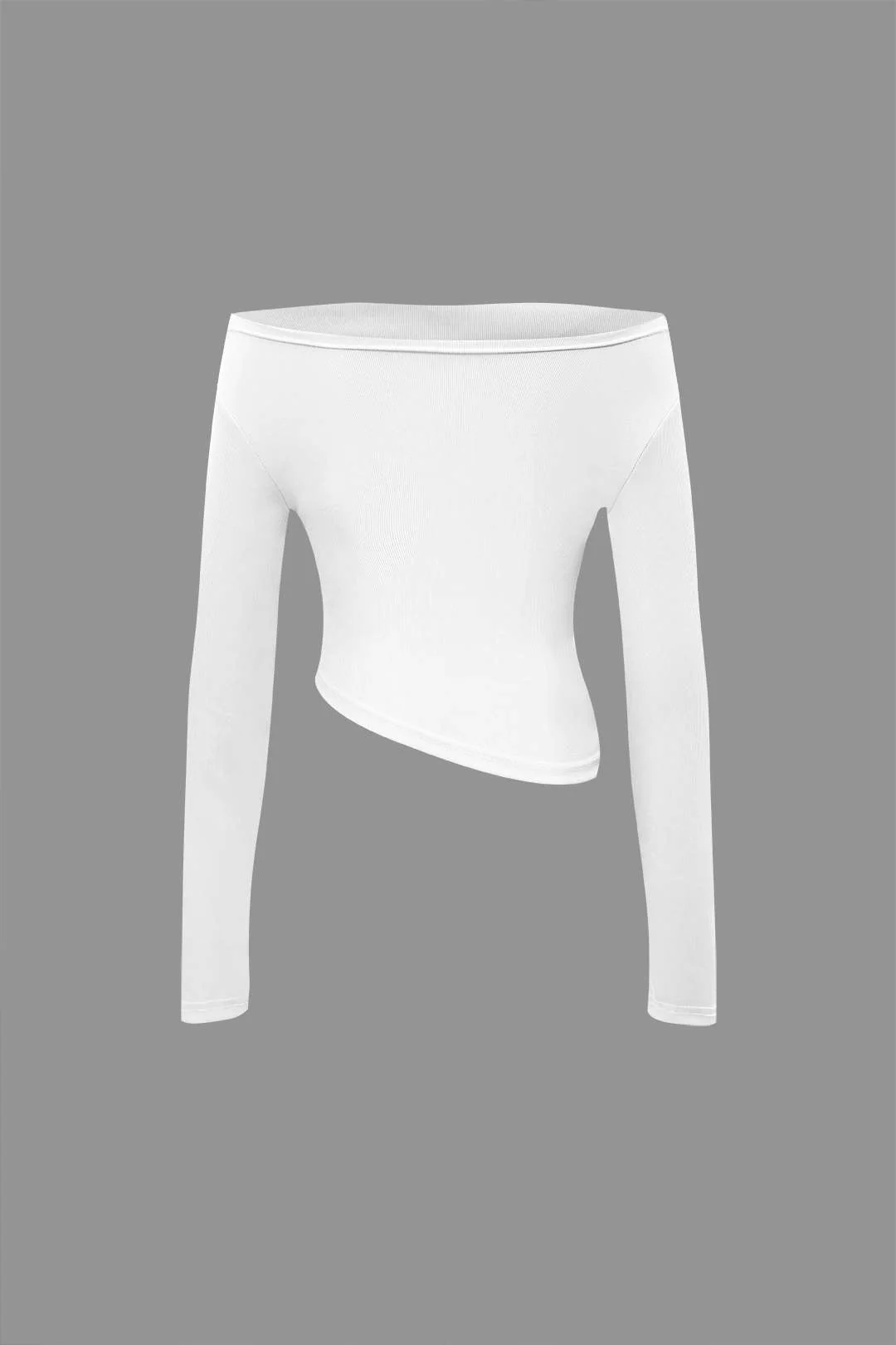 Off Shoulder Ruched Asymmetric Top And Straight Leg Pants Set - Image 12