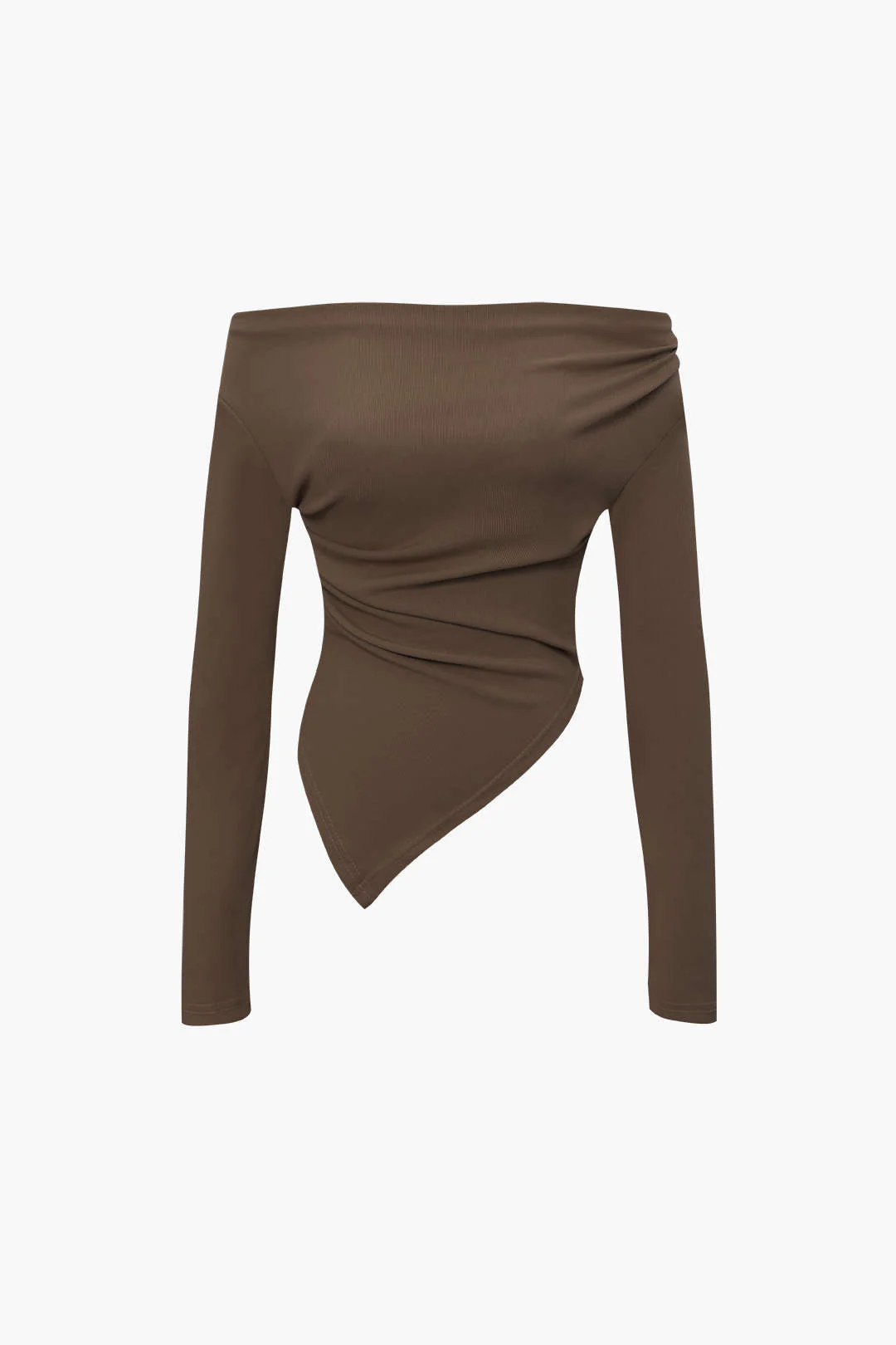 Off Shoulder Ruched Asymmetric Top And Straight Leg Pants Set - Image 15