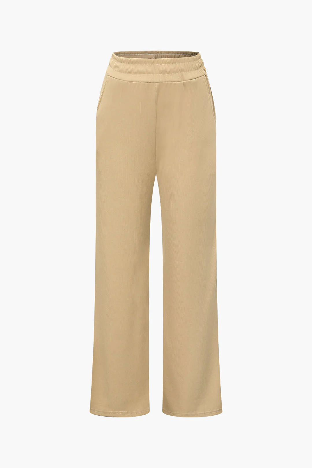 Off Shoulder Ruched Asymmetric Top And Straight Leg Pants Set - Image 3