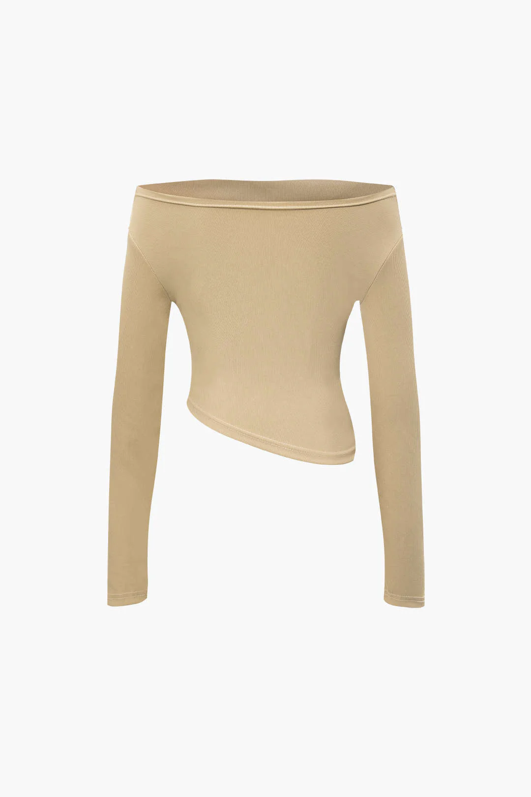Off Shoulder Ruched Asymmetric Top And Straight Leg Pants Set - Image 4