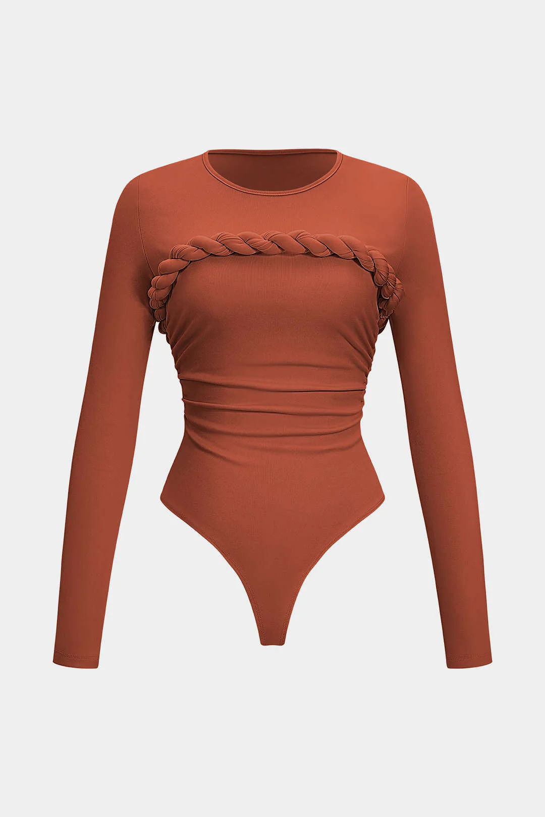 Twist Knot Ruched Long-Sleeve Bodysuit