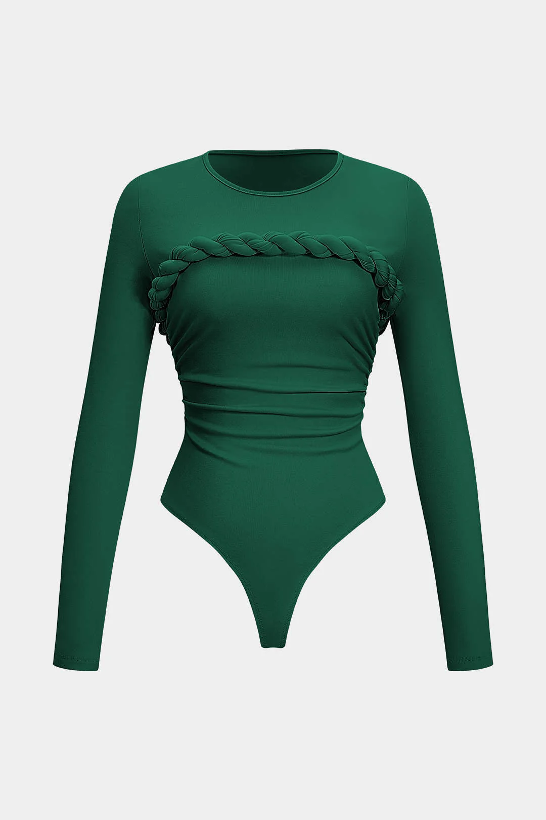 Twist Knot Ruched Long-Sleeve Bodysuit - Image 11