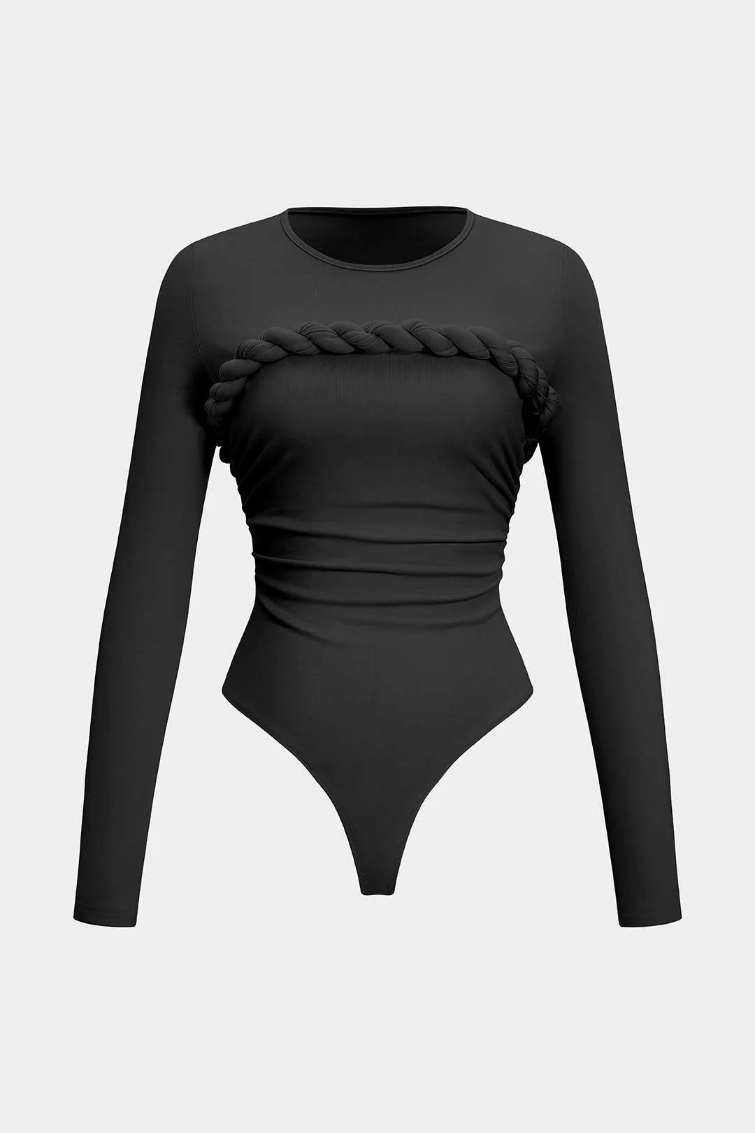 Twist Knot Ruched Long-Sleeve Bodysuit - Image 12