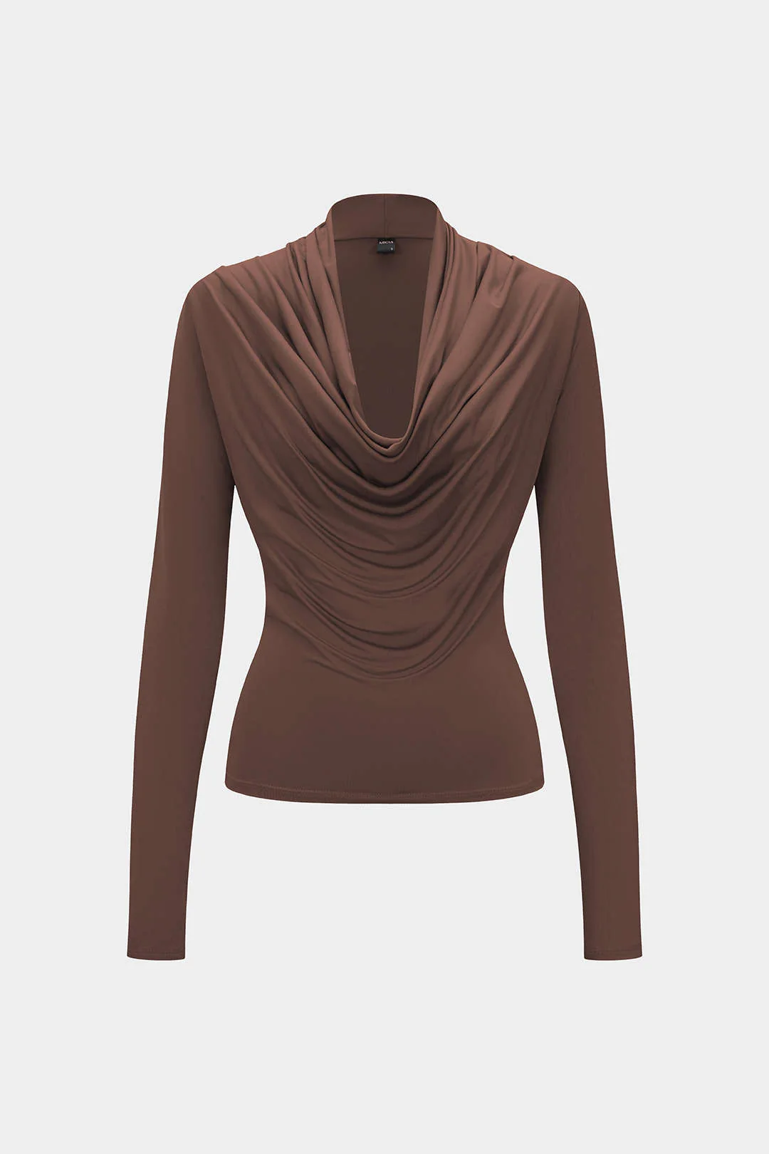 Ruched Draped Cowl Neck Long-Sleeve Top - Image 4