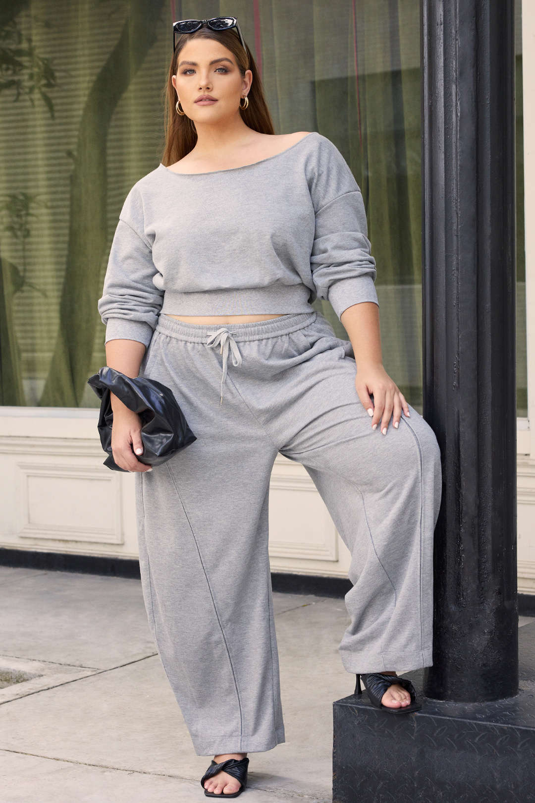 Plus Size Asymmetrical Neck Long-Sleeve Shirt - Image 6