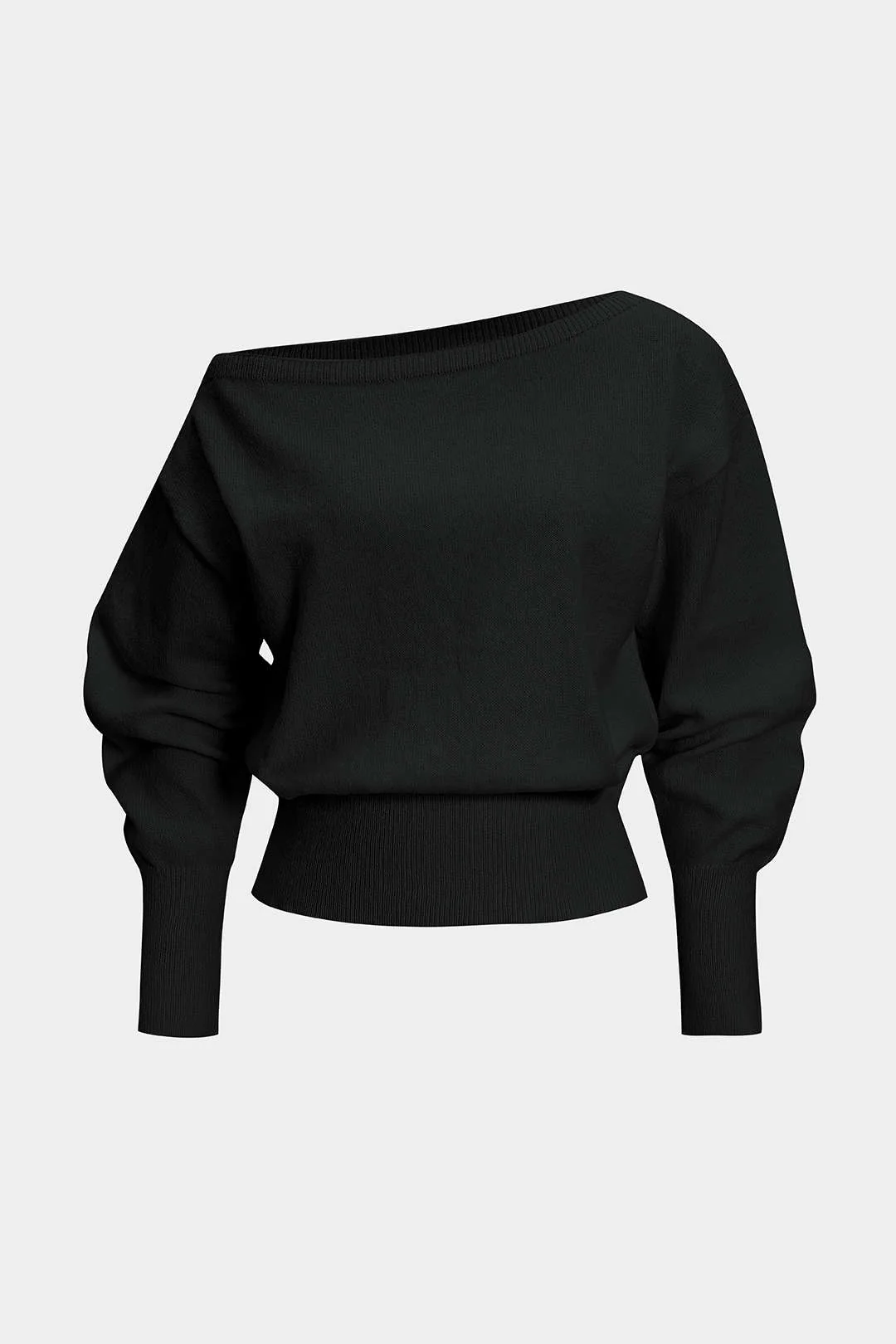 Knit Asymmetrical Long-Sleeve Top - Image 6