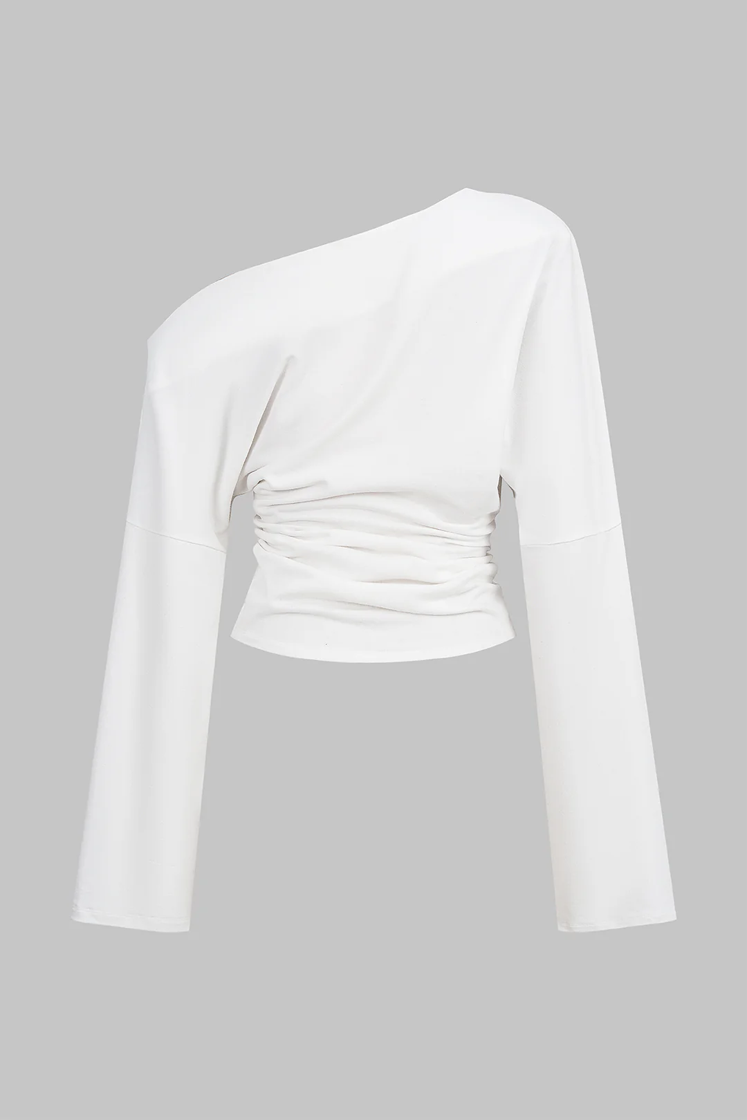 Metallic Eyelet Asymmetrical Long-Sleeve Top - Image 3
