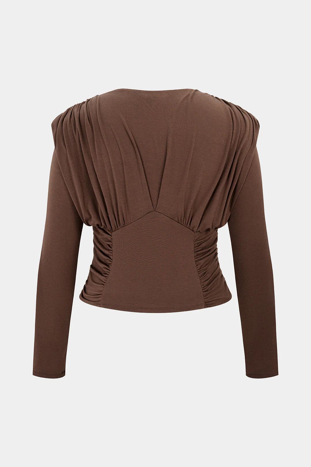 Plus Size Round Neck Ruched Long-Sleeve Top - Image 2