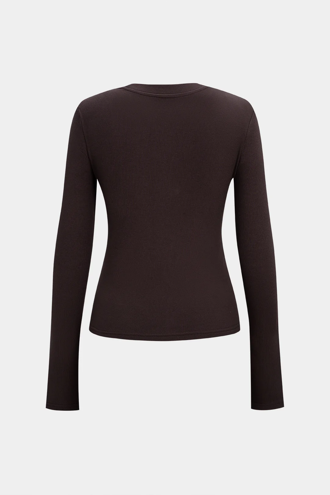 Round Neck Button Asymmetrical Long-Sleeve Top - Image 2