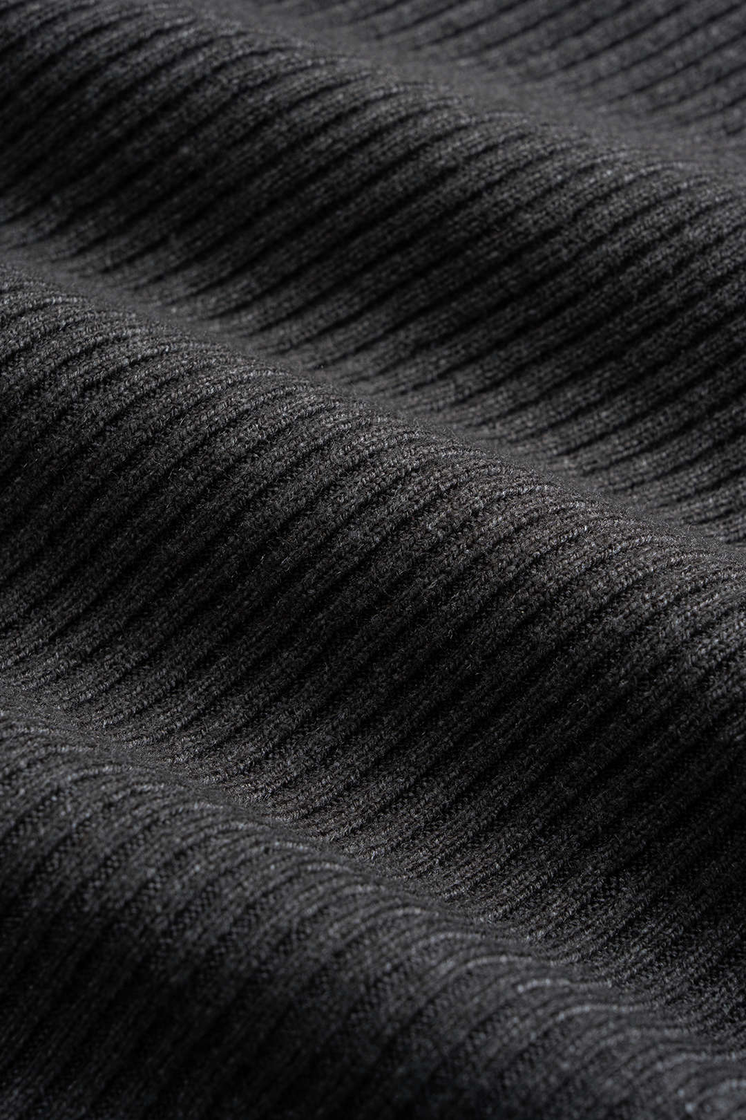 Knit Asymmetrical High Collar Ruched Long-Sleeve Top - Image 3