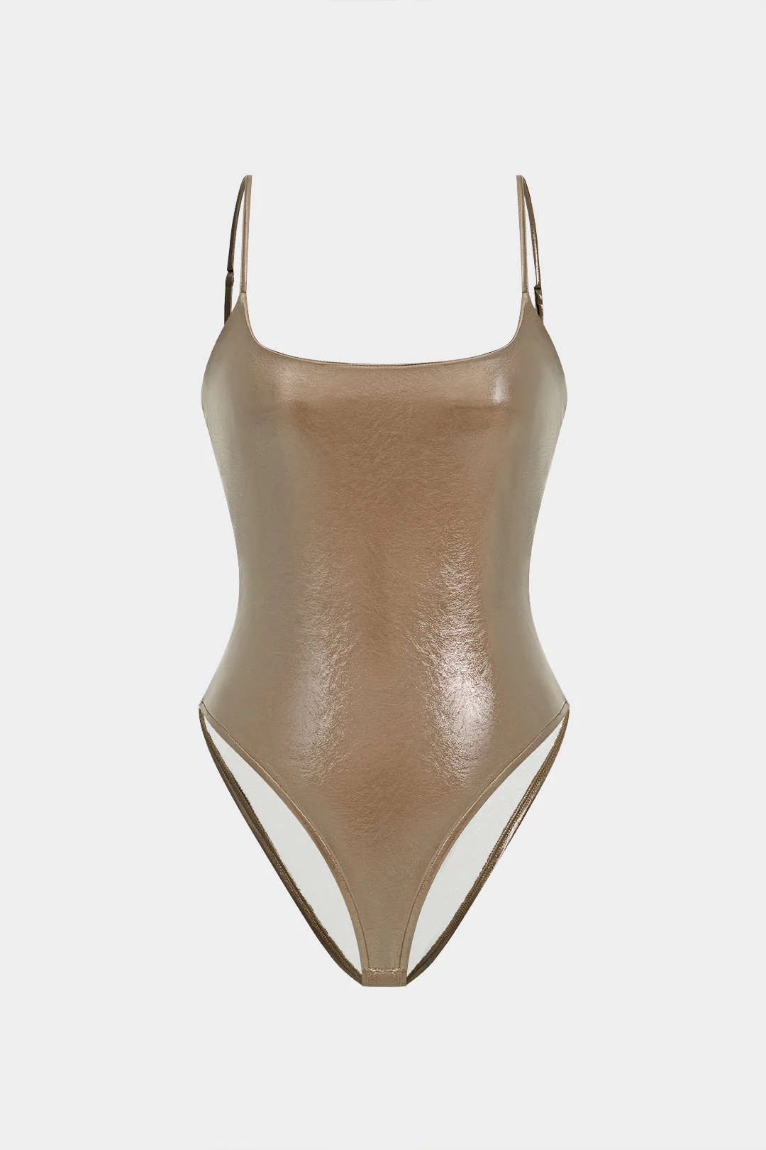 Basic Solid Faux Leather Bodysuit - Image 13