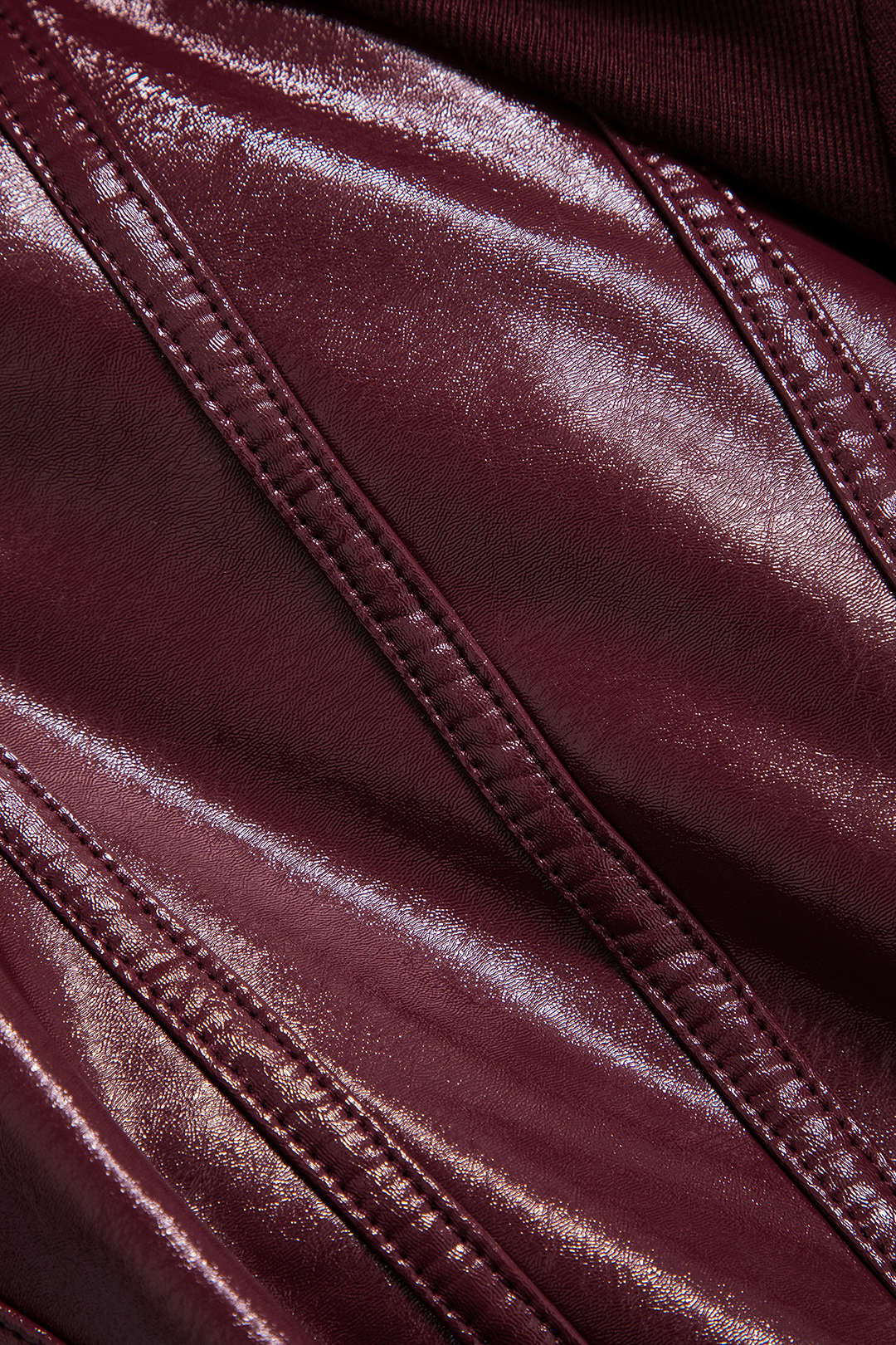 Patchwork Faux Leather Long Sleeve Bodysuit - Image 4