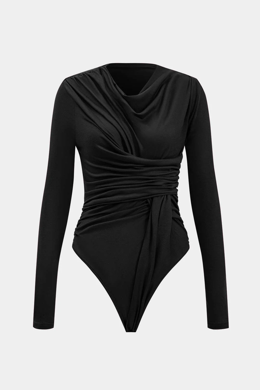 Knit Ruched Long Sleeve Bodysuit - Image 4