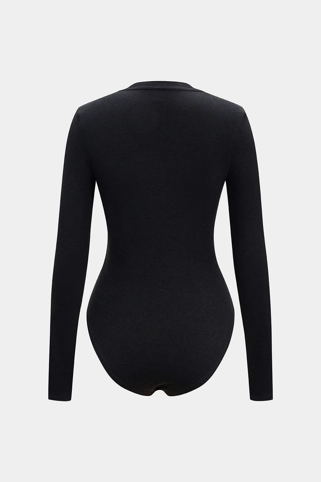 Faux Leather Crossed V-Neck Long Sleeve Bodysuit - Image 2