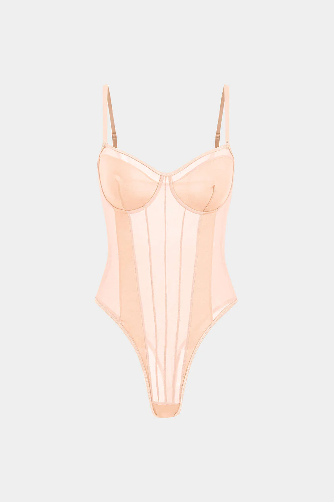 Mesh Backless Sheer Patchwork Corset Slip Bodysuit - Image 12