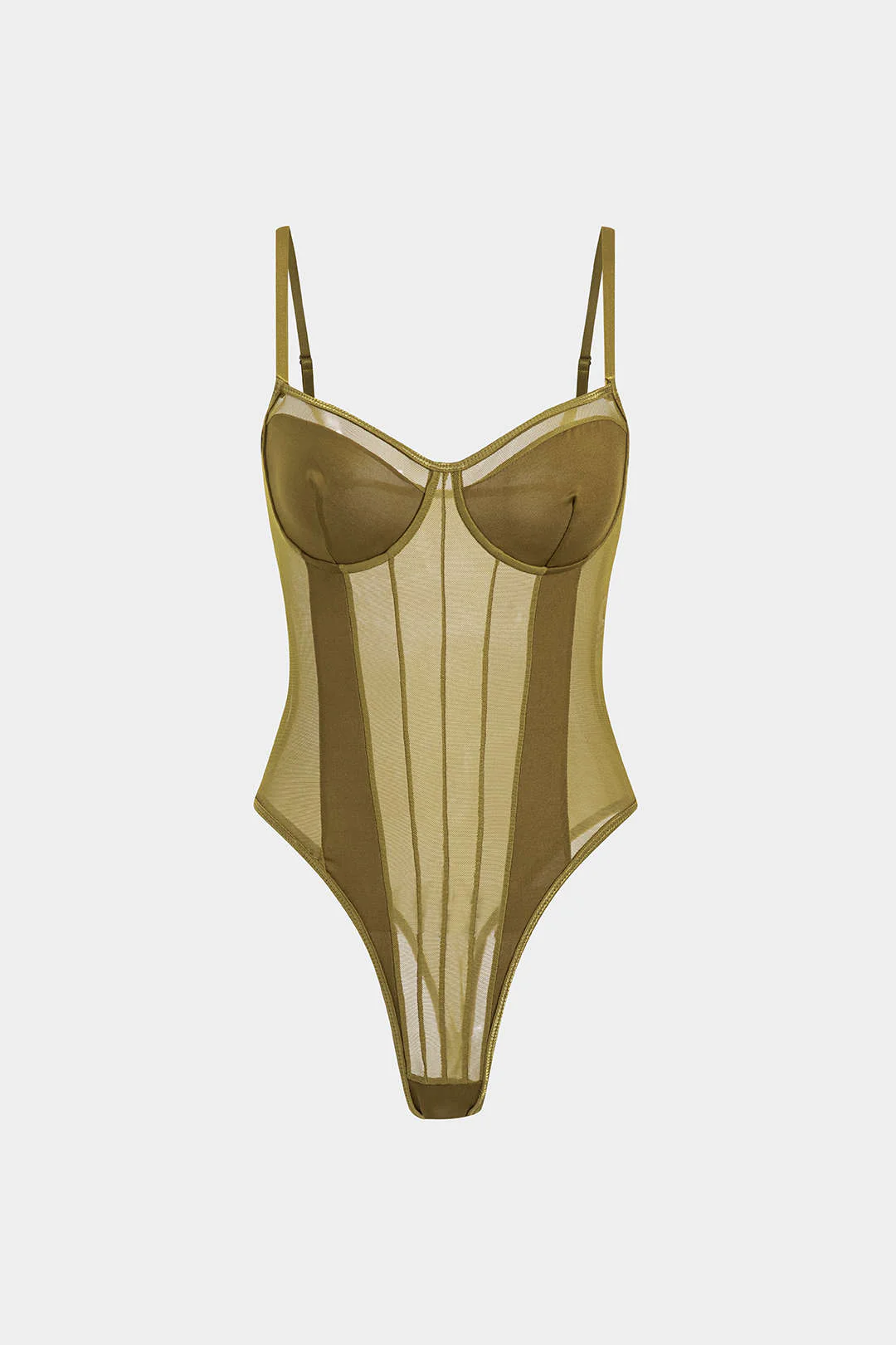 Mesh Backless Sheer Patchwork Corset Slip Bodysuit - Image 13