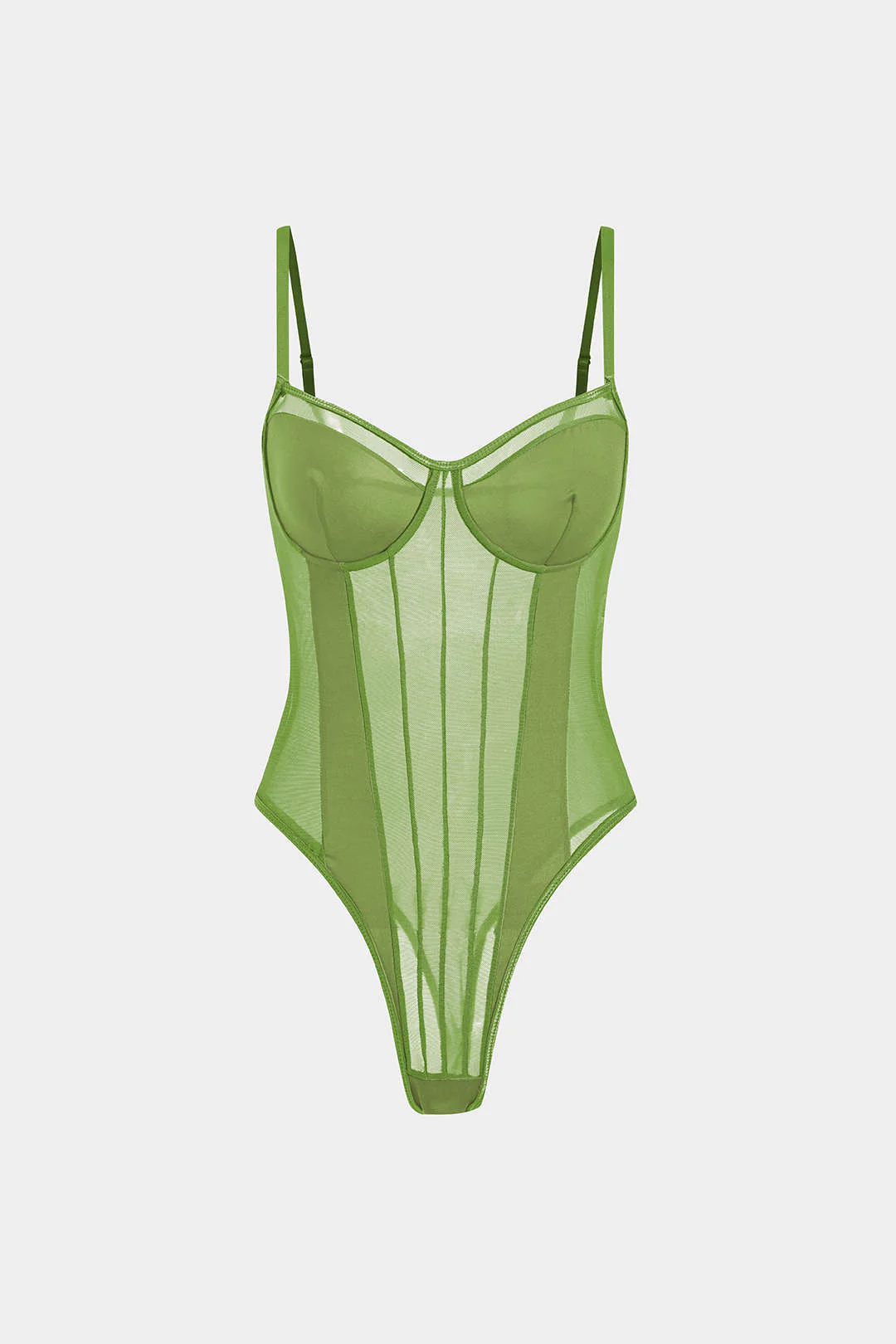 Mesh Backless Sheer Patchwork Corset Slip Bodysuit - Image 14