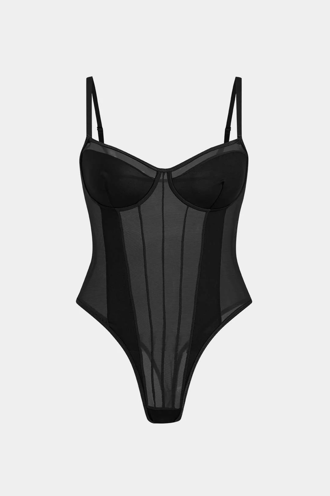 Plus Size Mesh Corset Slip Bodysuit - Image 7
