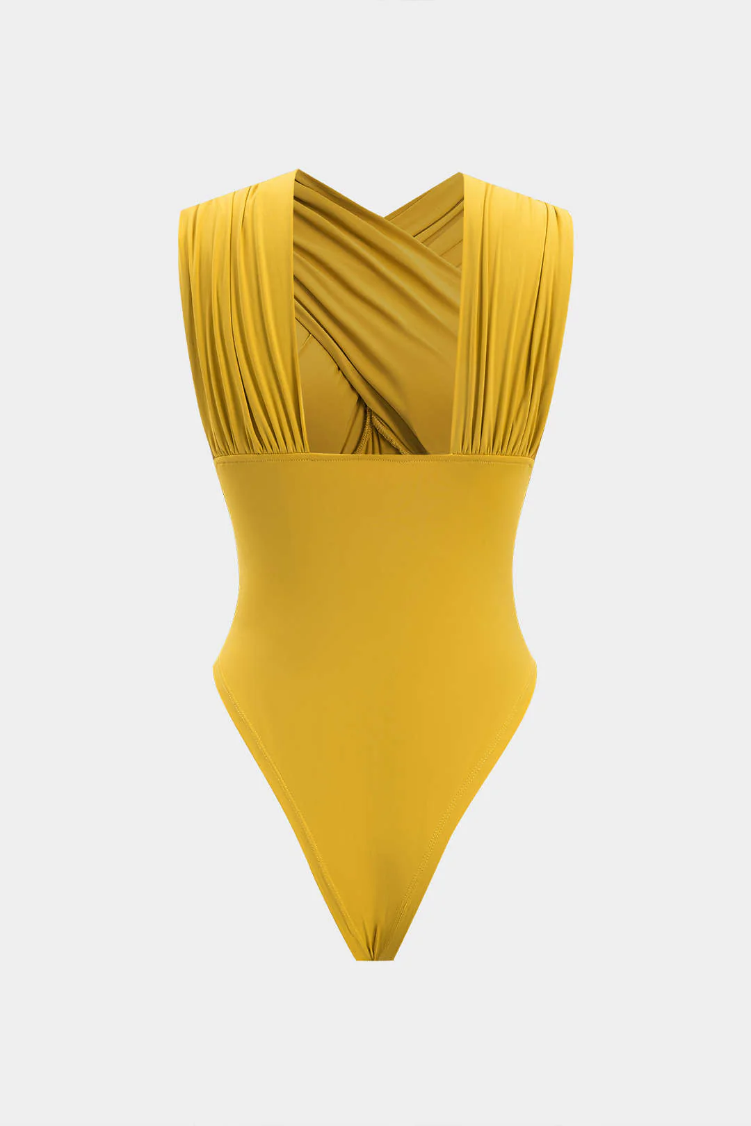 Ruched Crossed Backless Bustier Bodysuit - Image 2