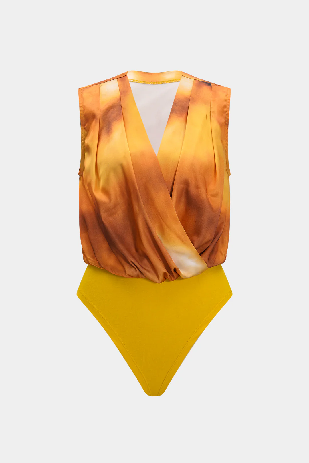 Ombre Print Satin Patchwork Sleeveless Bodysuit