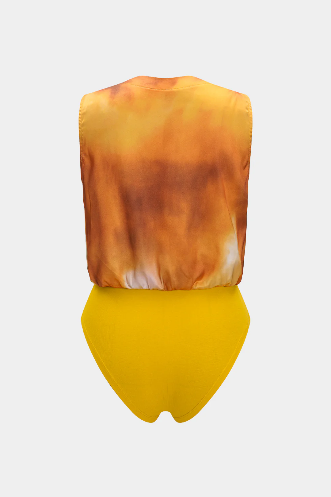Ombre Print Satin Patchwork Sleeveless Bodysuit - Image 2