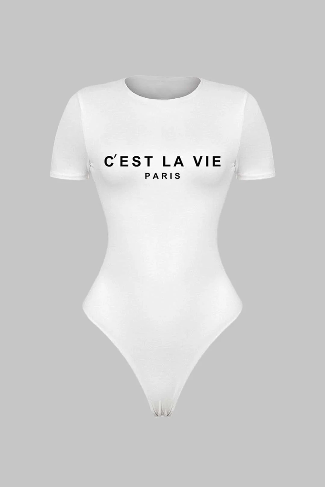 Letter Print Short Sleeve Bodysuit