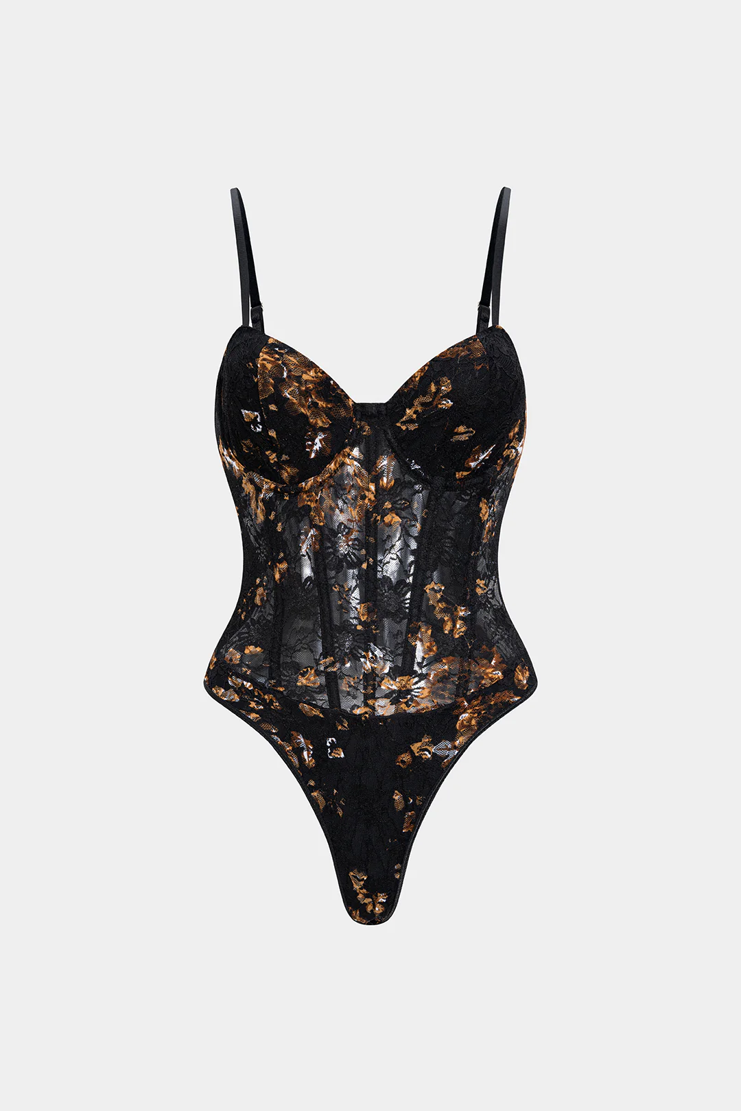 Floral Print Embroidery Bustier Corset Slip Sleeveless Bodysuit - Image 6