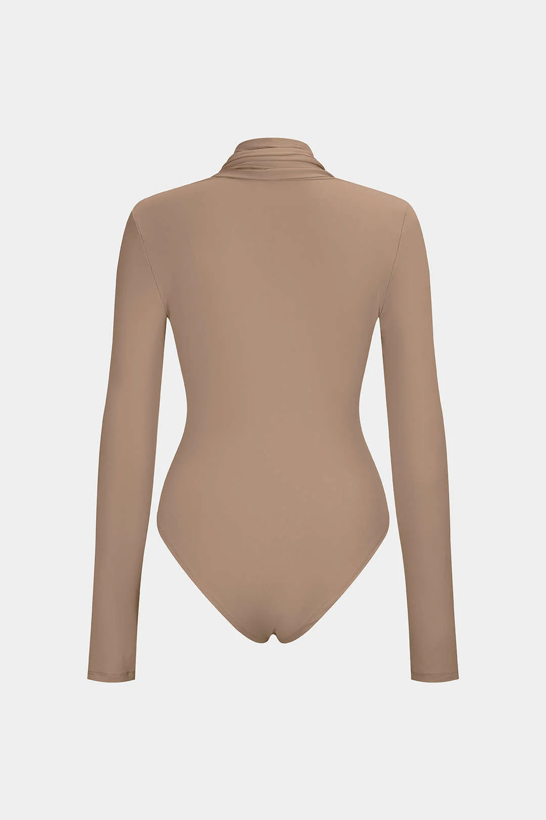 Asymmetrical Ruched Corset Zipper Long-Sleeve Bodysuit - Image 2