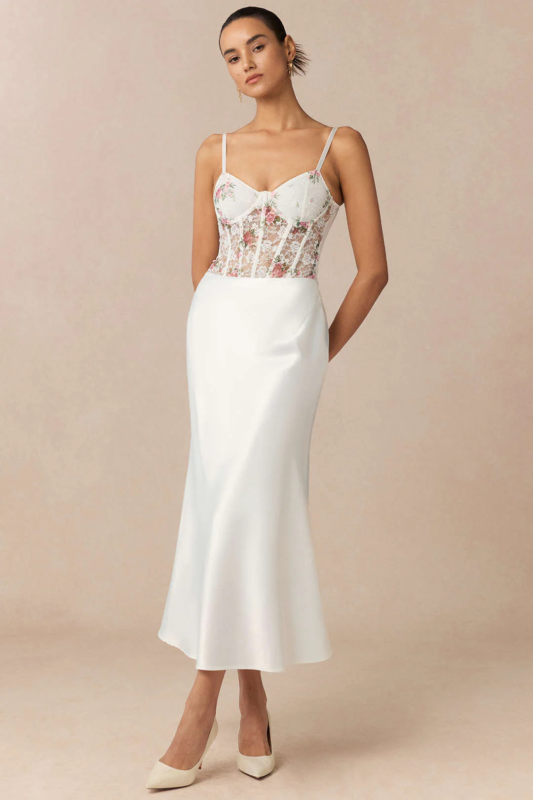 Floral Print Sheer Slip Underwire Sleeveless Bodysuit - Image 6