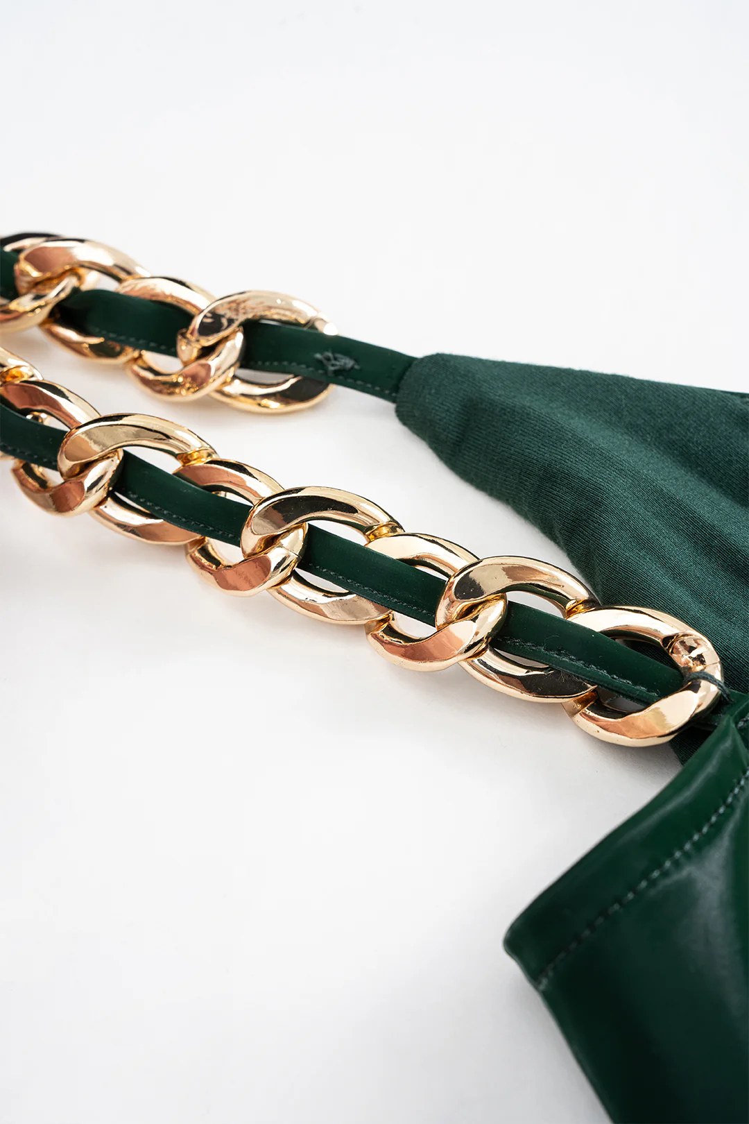 Faux Leather Chain Patchwork Sleeveless Bodysuit - Image 5