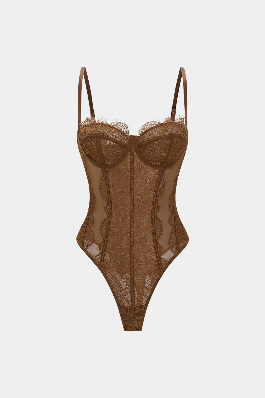 Mesh Sheer Patchwork Bustier Corset Slip Sleeveless Bodysuit