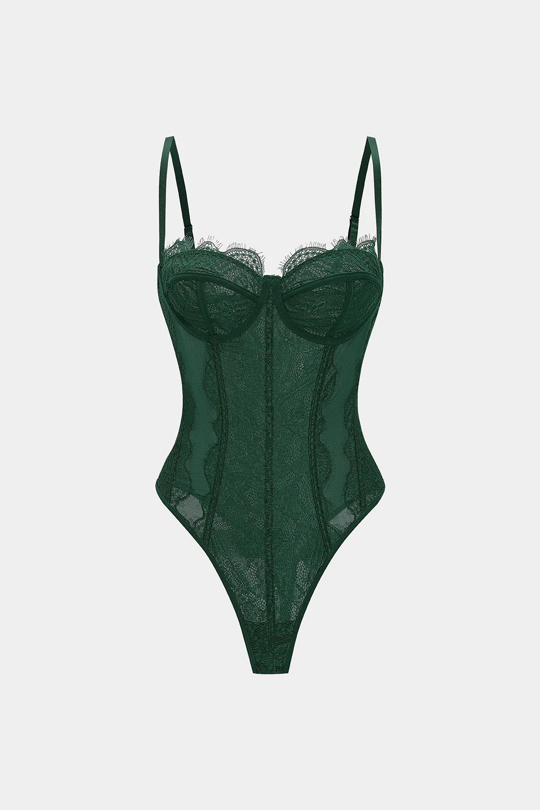 Mesh Sheer Patchwork Bustier Corset Slip Sleeveless Bodysuit - Image 10