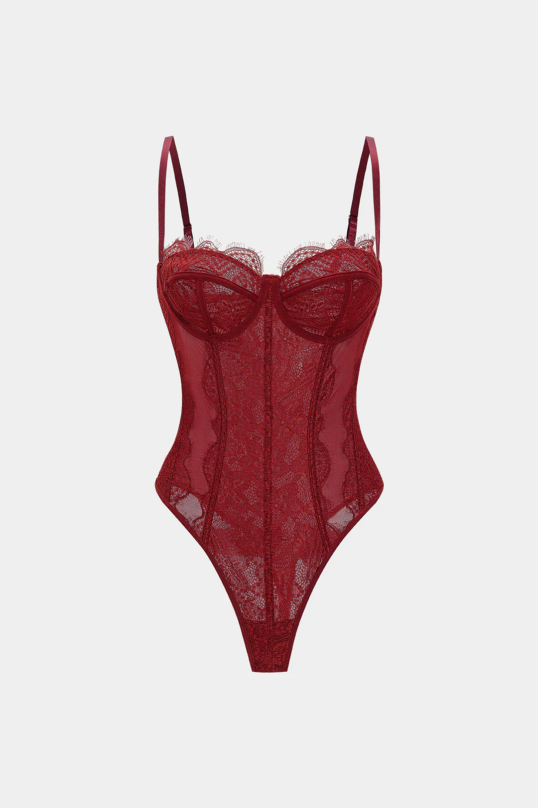 Mesh Sheer Patchwork Bustier Corset Slip Sleeveless Bodysuit - Image 12