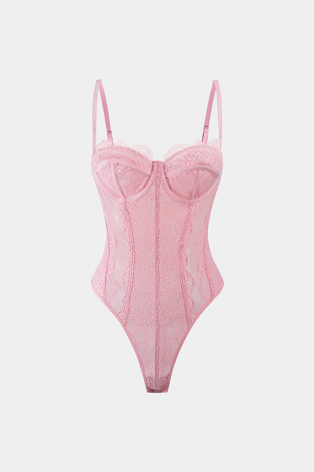 Mesh Sheer Patchwork Bustier Corset Slip Sleeveless Bodysuit - Image 13