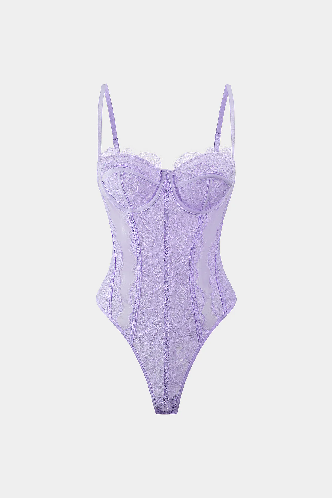 Mesh Sheer Patchwork Bustier Corset Slip Sleeveless Bodysuit - Image 14