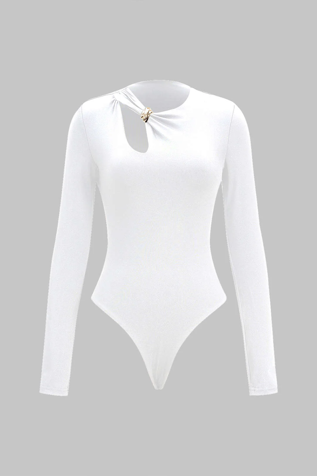 Metallic Cut Out Long Sleeve Bodysuit - Image 5