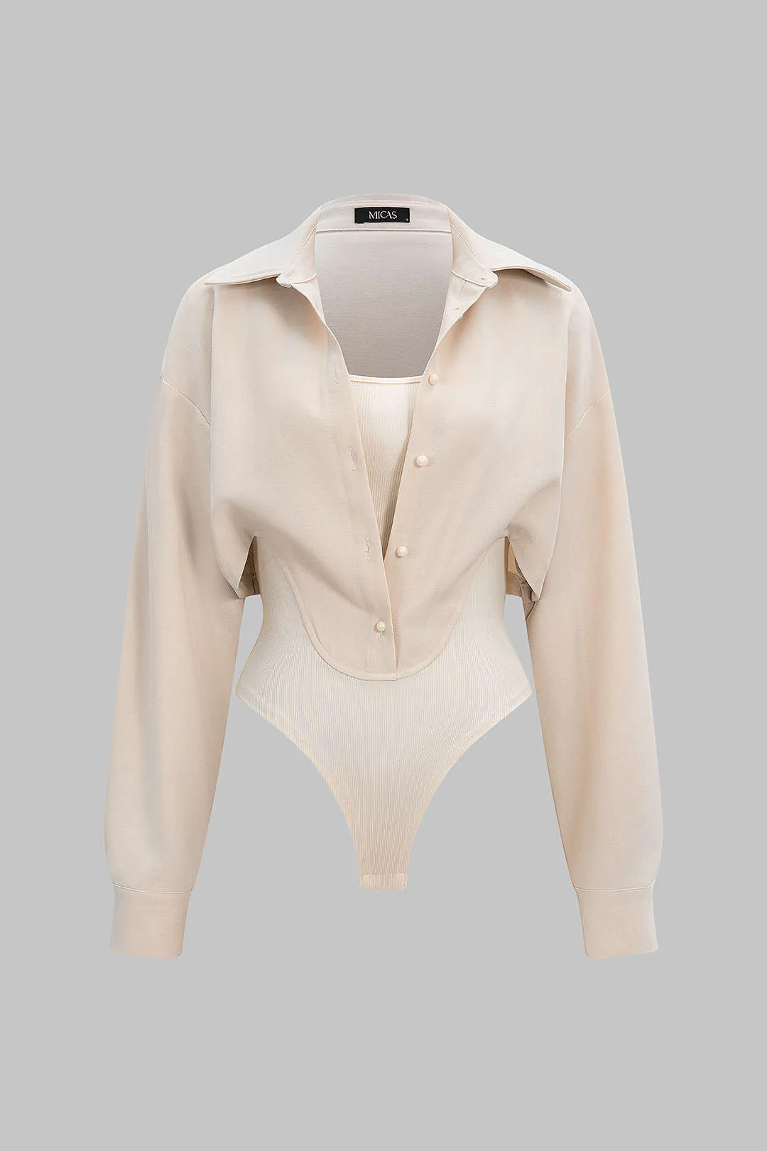Patchwork Button Long Sleeve Bodysuit