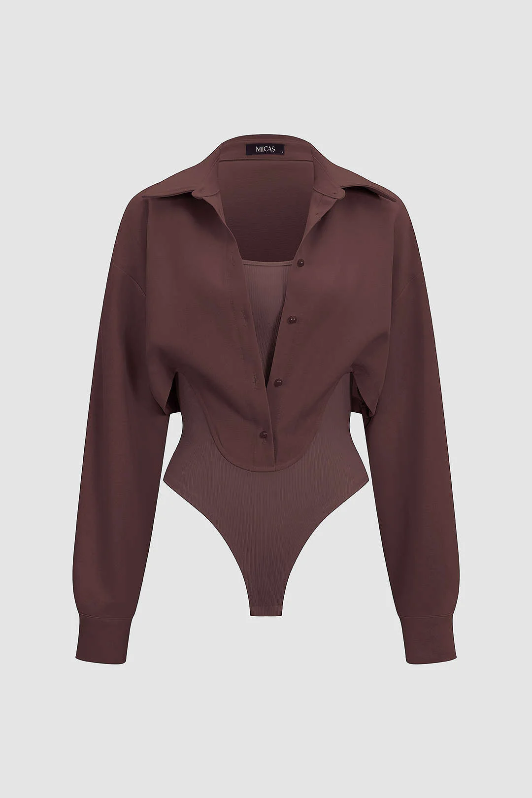 Patchwork Button Long Sleeve Bodysuit - Image 5