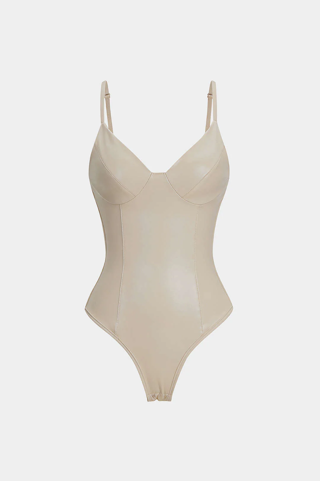 Faux Leather Patchwork Slip Sleeveless Bodysuit - Image 7