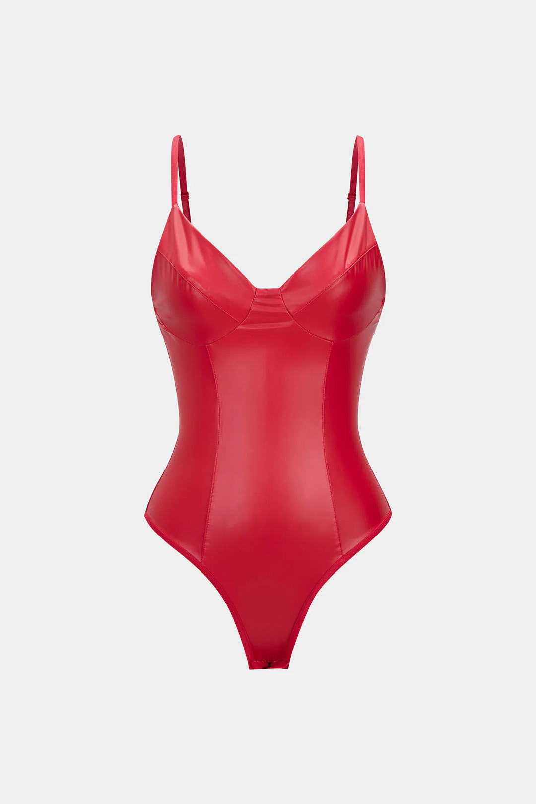 Faux Leather Patchwork Slip Sleeveless Bodysuit - Image 8