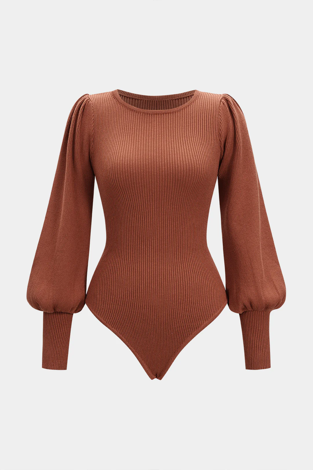 Ruched Ribbed Long Sleeve Bodysuit