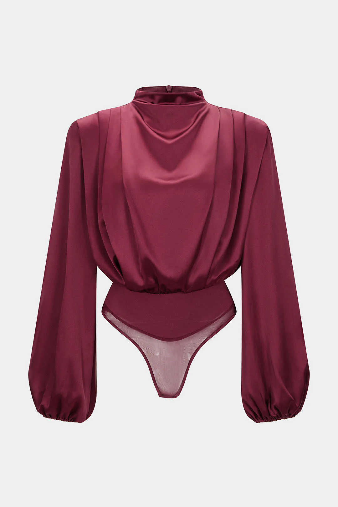 Satin Ruched Long Sleeve Bodysuit