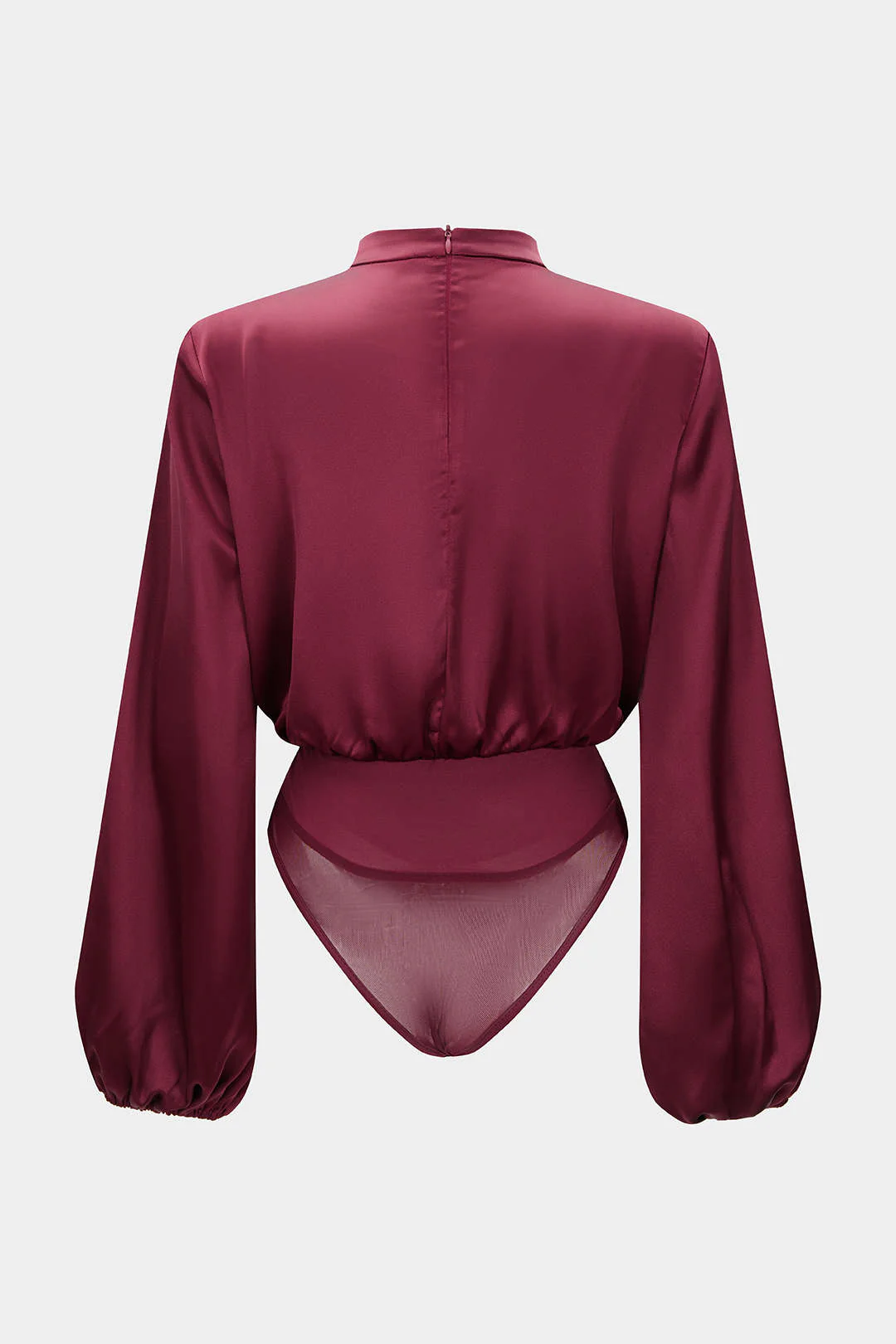 Satin Ruched Long Sleeve Bodysuit - Image 2