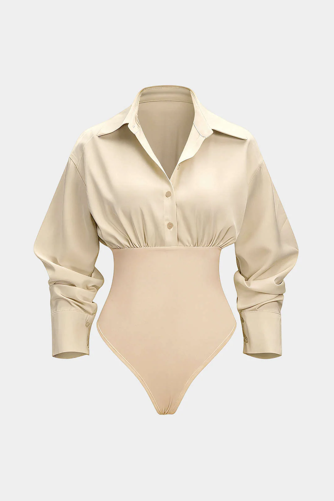 Solid Patchwork Long Sleeve Bodysuit - Image 7