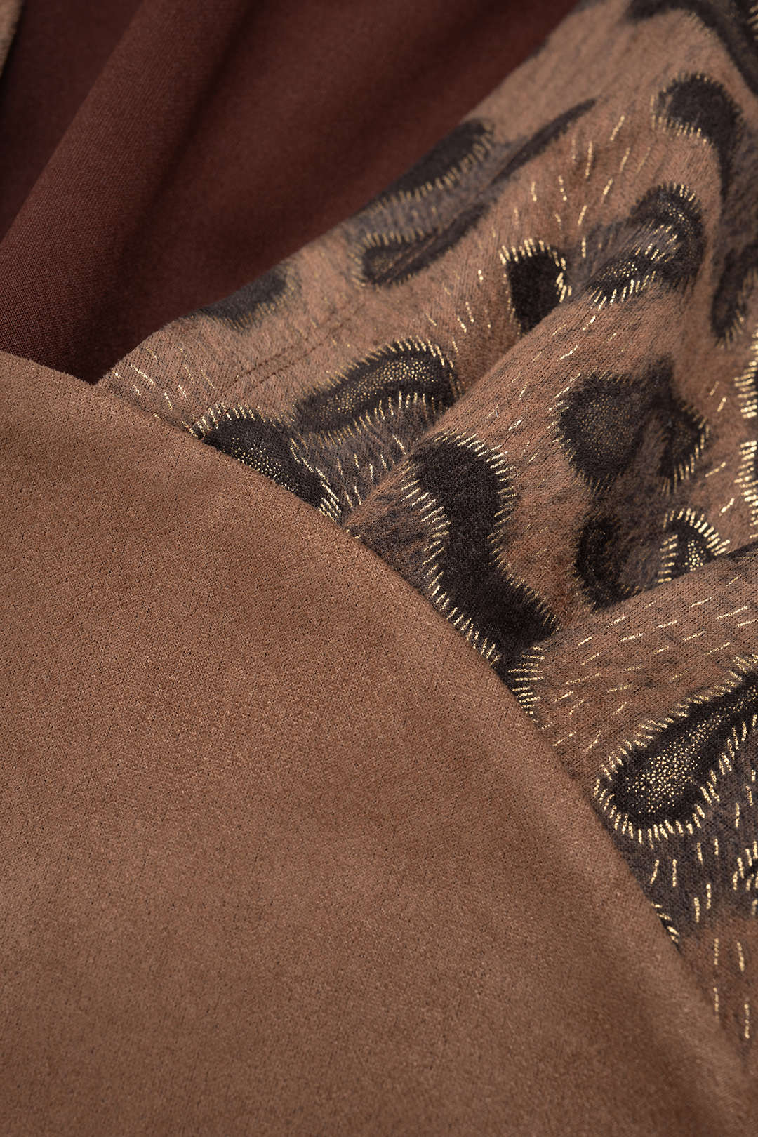 Leopard Print Suede Patchwork Halter Neck Long Sleeve Bodysuit - Image 6