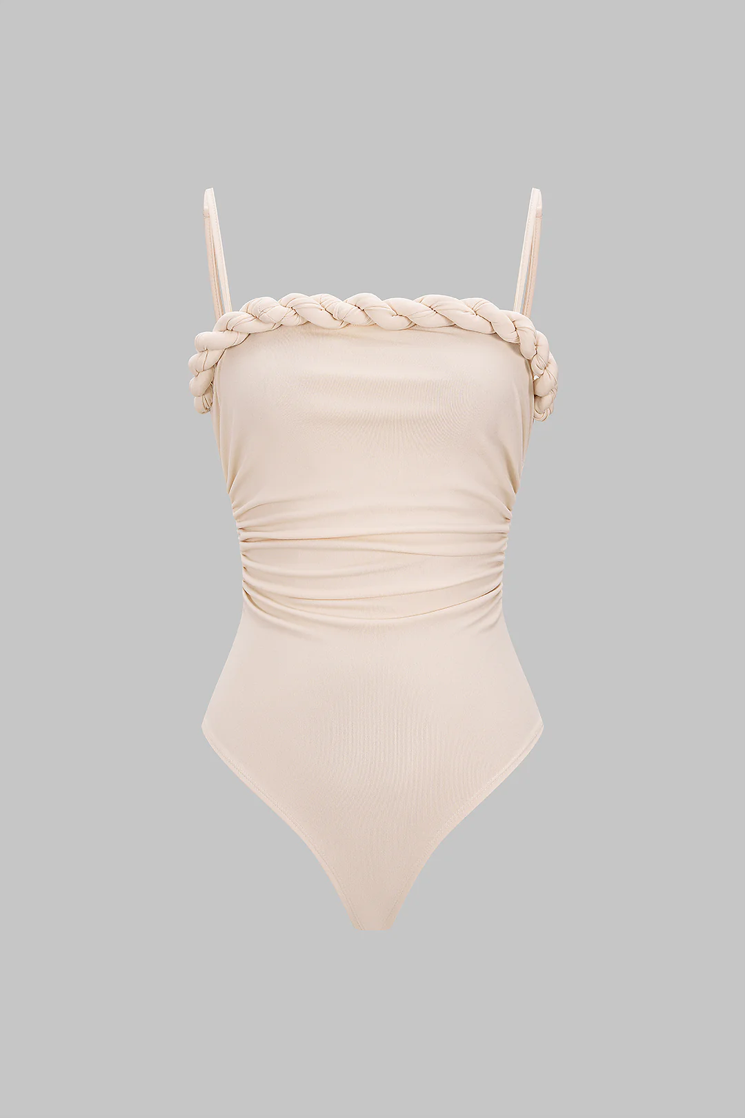 Solid Twist Knot Ruched Sleeveless Bodysuit