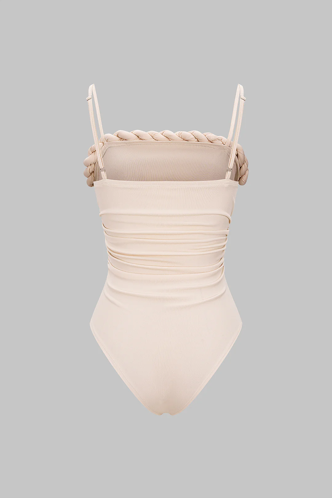 Solid Twist Knot Ruched Sleeveless Bodysuit - Image 2