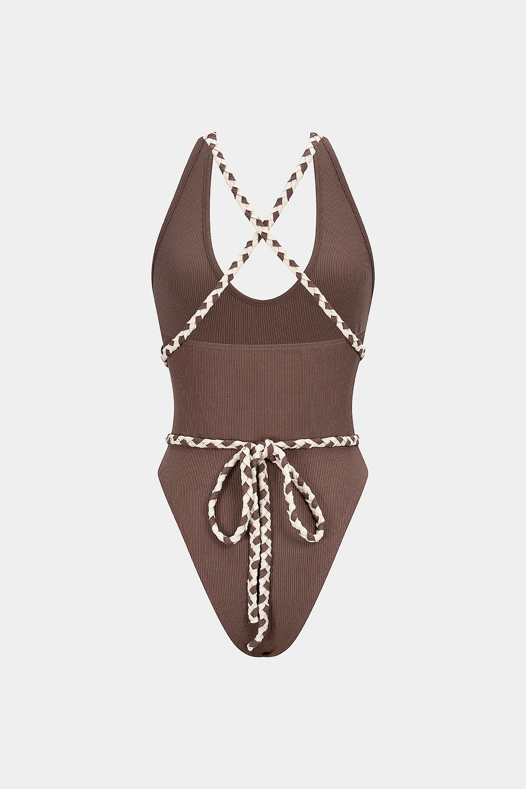 Contrast Crossed Braided Tie-Back Sleeveless Bodysuit - Image 2