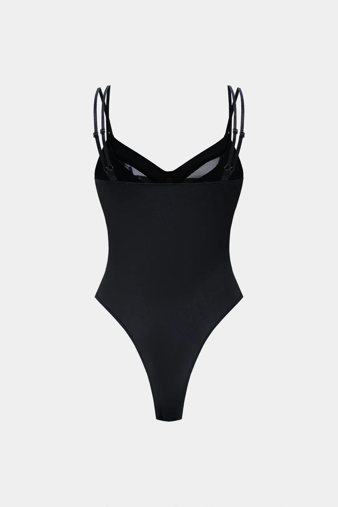 Patchwork Mesh V-Neck Sleeveless Bodysuit - Image 2