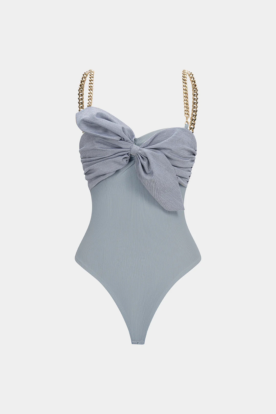 Patchwork Metallic Chain Knot Sleeveless Bodysuit - Image 8
